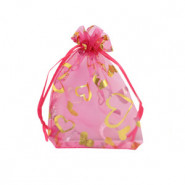 Bolso de organza 7x9cm corazón - Rosa-oro